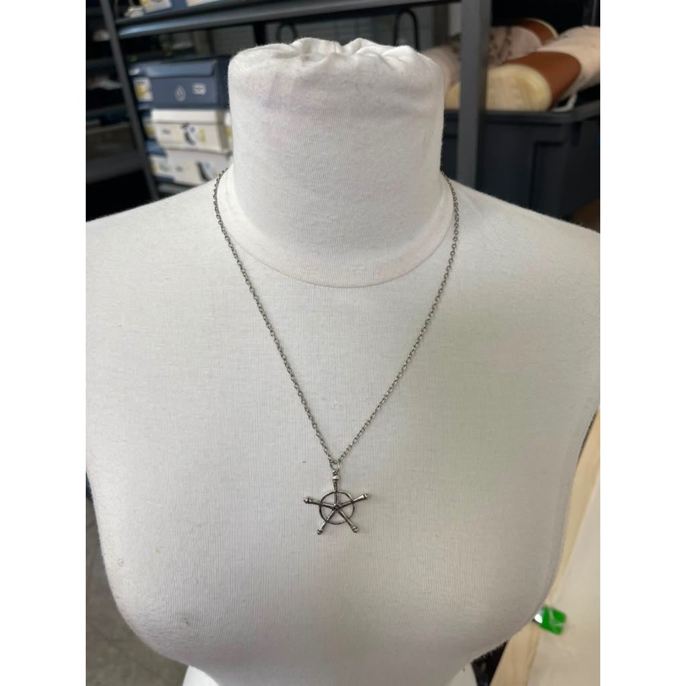 Silver Tone Helm Star Pendant Necklace Gothic Punk Nautical Jewelry